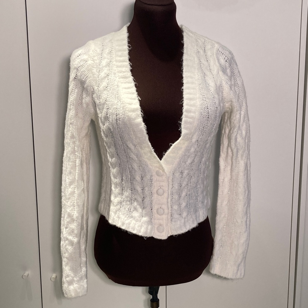 For Love And Lemons Cream Cable Knit Billie Cardigan M